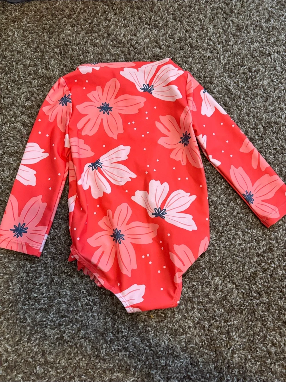 Carter's Coral Floral Long-Sleeve One-Piece Swimsuit